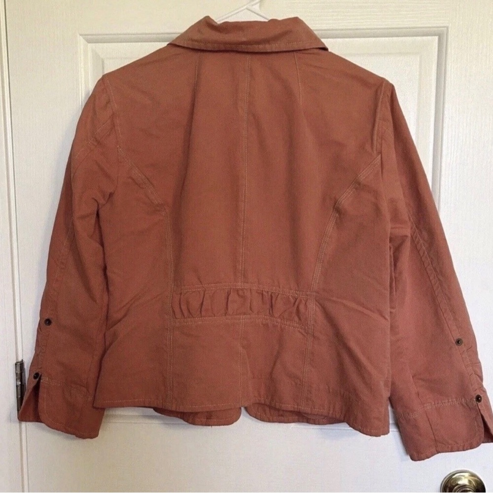 Chico's Size Large/2 Burnt Orange Utility Zip Front Jacket Cotton Blend - Picture 2 of 6